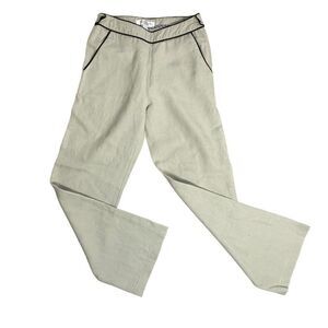 Max Mara Linen Blend Cropped Pants 6 Mint Green Mid Rise Pockets Button Zipper